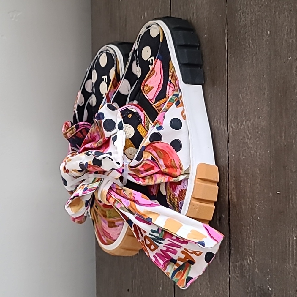 FARM Rio Bananatic platform mule sneaker slip on polka dot bow tie size 6 NEW